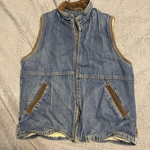 Wrangler Blue Denim Vest with Brown Corduroy Accents